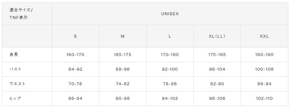 サイズ表